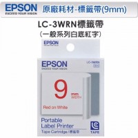 EPSON C53S624002 LC-3WRN一般白底紅字標籤帶(寬度9mm)