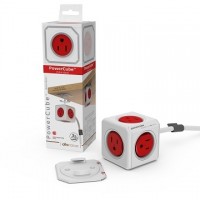 【PowerCube】紅色延長線 5插座3孔、3米